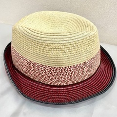 レディース　ストロー中折れハット　57.5cm　の画像
