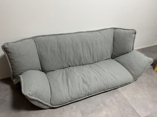 リクライニングフロアソファ 『Flumie フルーミー』 2人掛けワイド ライトグレー ブークレ生地