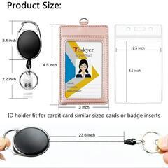 IDカードホルダー 社員証ケース ネームホルダー ローズゴールド+透明の画像