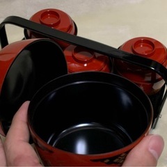 朱 手提盆付き切立小吸椀の画像