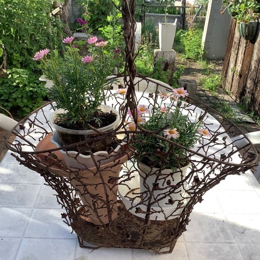 アイアン　フラワーバスケット　アイアンプランター 昭和レトロ
