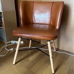 レザー調ダイニングチェアソファ キャメルブラウンの画像
