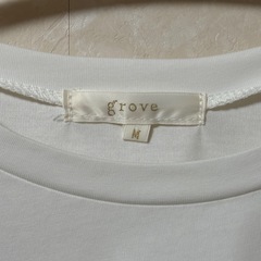 刺繍入りフリル袖ホワイトTシャツgroveの画像