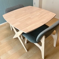 ★美品★ニトリ　2人用ダイニングテーブルとチェアセット90cm