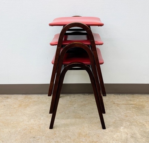 秋田木工  スツール  3脚  剣持勇デザイン  ヴィンテージ / 昭和レトロ