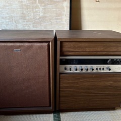 日立 HITACHI  レコードプレイヤー ＆ スピーカー　SOLID STATE STEREO SYSTEM DPK-98P レコード　ターンテーブル ステレオ　ラジオ 昭和レトロ　アンティーク ビンテージ ヴィンテージ　　の画像
