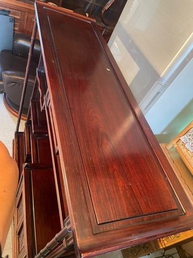 当時物 中国小叶紫檀家具 紫檀茶箪笥 透かし彫り飾り棚 年代品 昭和レトロ