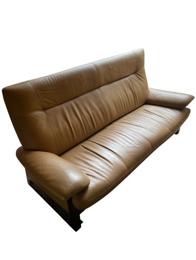 アサヒ Panser / パンサー ベージュレザー 3人掛けソファ