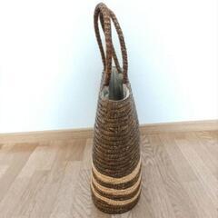 着画　レディース　カゴバッグ　かごバッグ　大きめサイズ　茶色　マグネットボタン付の画像