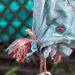 アンティーク レトロ水色蚊帳の画像