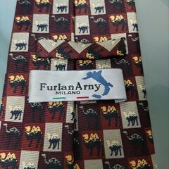 ヴィンテージ品★Furlan Arnyフルランアーニー★ネクタイ★大剣幅9.5㌢★カァマァル柄 茶系★シルク100%★USEDの画像