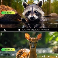 【新品未使用】トレイルカメラ　ソーラー式　野生動物監視カメラ 4K64MP 高速トリガーの画像