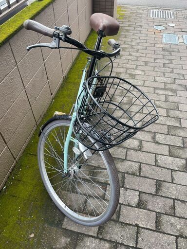自転車No.3564水色26インチシティサイクルLEDオートライト付き