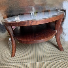 天然木テーブル　下部に棚付きの画像