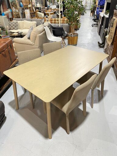 D6★モデルルーム品！★CHERRY 4人用ダイニングセット 桜屋工業 ファブリック 木目調 ナチュラル リビング 福島 郡山市