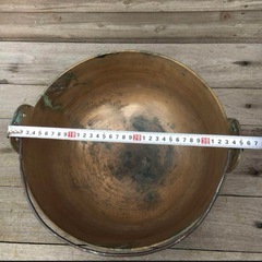 真鍮製鍋　ヴィンテージ　大鍋　足つきの画像