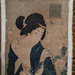 骨董品江戸時代の絵師　美人画芳年肉筆画掛け軸の画像