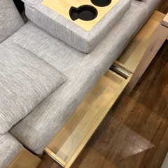 ソファーベッド 布製 オットマン付 収納付の画像