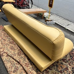 ソファーベッド　高反発　レザー　イエロー　黄色の画像