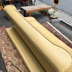 ソファーベッド　高反発　レザー　イエロー　黄色の画像