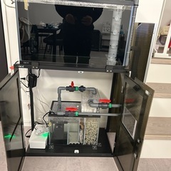 60cmオーバーフロー水槽 自作品　4面ブラック水槽　キャビネット　の画像
