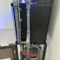 60cmオーバーフロー水槽 自作品　4面ブラック水槽　キャビネット　の画像