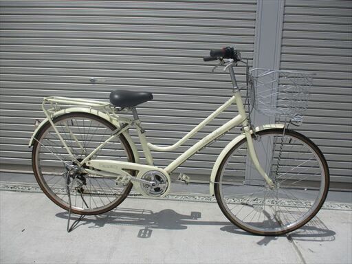 E370　　★限定特価★ 中古自転車 【　26インチ　白　シティ　6段　LEDオートライト 】