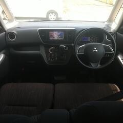 H26年式　三菱　ekスペース　カスタムG　MITSUBISHI地デジナビ　Bluetooth　ETC　ルームミラー内蔵型バックカメラ　リア両側パワースライドドア　後部座席用サーキュレーター　純正エアロ　純正ホイール　取説　ナビ取説　タイミングチェーン　車検約2年付き　の画像