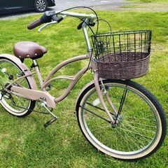 オシャレ、24インチホワイトリボンタイヤ自転車