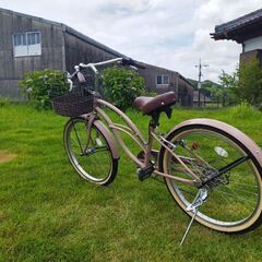 オシャレ、24インチホワイトリボンタイヤ自転車の画像