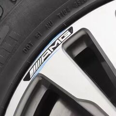 4部セット Mercedes-Benz メルセデスベンツ AMG ホイール リム ハブ アルミニウム エンブレム ステッカー デカール 90mmx8mm ブラックの画像