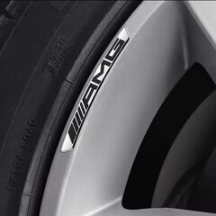 4部セット Mercedes-Benz メルセデスベンツ AMG ホイール リム ハブ アルミニウム エンブレム ステッカー デカール PETRONAS シルバーの画像