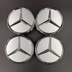 4個セット Mercedes-Benz メルセデスベンツ AMG ホイールセンターキャップ 75mm マットシルバー 銀の画像