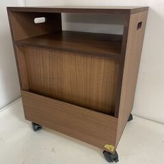 収納ワゴン 2段 ダイニングテーブル下に収まる整理収納ワゴン ブラウンの画像
