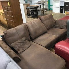 ジャングルジャングル貝塚店　L字ソファ　3人掛け　ソファー　ブラウン　貝塚市　二色浜　リサイクルショップの画像