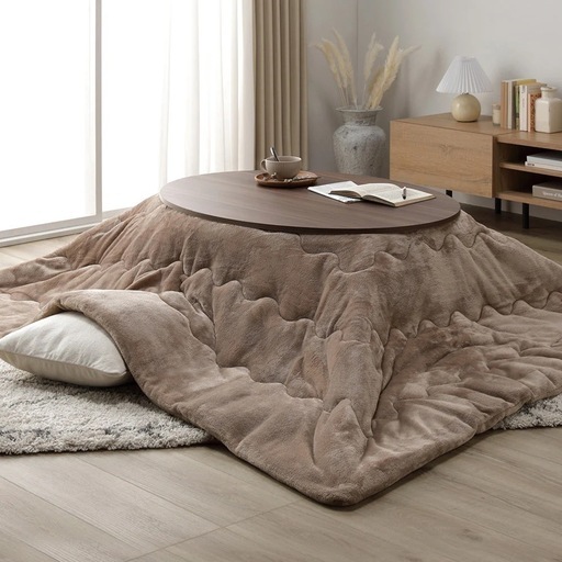 楕円形こたつテーブル　ブラウン