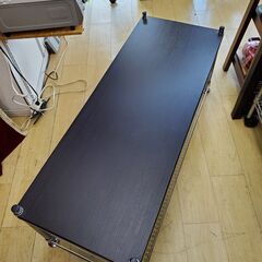 Luminous/ルミナス 2段ラック ローボード 木製天板 ダークブラウン 木目模様◆幅121.5㎝×奥行46㎝×高さ47.5㎝◆買取帝国 朝霞店 配送可能の画像