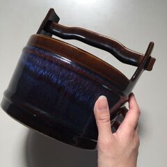 ○花びん カビン 花瓶 花器 フラワーベース 全長約12㎝(持ち手含まず) 直径約18.7㎝ 中古扱い(NF250712)517-109-③の画像