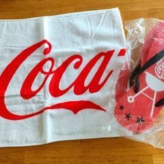 Coca-Cola・ノベルティ・ビーチサンダル&タオルセット　今月末までのお取引ですの画像