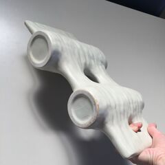 ○砥部焼 秀山 花びん カビン 花瓶 花器 フラワーベース 約38×21×7.5㎝　上部口約5.7×7.2、約4.5×5.5㎝ 中古扱い(NF250712)517-109-④の画像