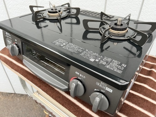 美品■リンナイ ガスコンロ LPガス用 2024年製■Rinnai KG35NBKR RT35NJH 黒 ブラック系■プロパンガステーブル ガス台 幅56cmコンパクトタイプ