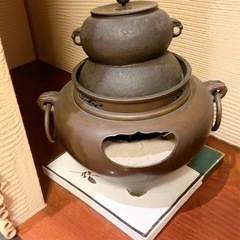 コンロ動作確認済み！　唐銅 風炉 風炉釜 茶釜 茶道具 Yahoo!オークション - A4076【茶道具】釜師 寿兵衛造 唐銅 風炉