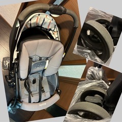 ★受け渡し予定者決定済み〜17日★　【美品】取説有り　完品　アップリカ　カルーンエアー　AB型ベビーカー　おまけ付き※靴用クリップの画像