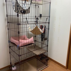 コーナン キャットケージ ブラウン 3段 中古 の画像