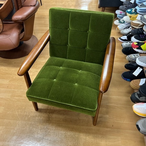 【リサイクル市場エコ伊川谷】カリモク60 / karimoku  カリモク60 Kチェア1シーターモケットグリーン【取りに来られる方限定】