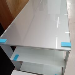 *お値段見直しました*リユースのサカイ栃木店★ジモティ割あり★  TV台 グレー×ガラス W100×D40×H45 クリーニング済み TC9678の画像