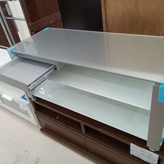 *お値段見直しました*リユースのサカイ栃木店★ジモティ割あり★  TV台 グレー×ガラス W100×D40×H45 クリーニング済み TC9678の画像