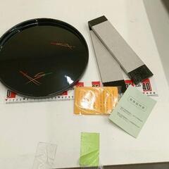 0712-318 漆器　丸盆　スタンド付