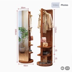 新品　組み立て必要　全身姿見付き収納の画像