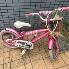 16インチ　キッズ　子供　自転車　女の子　ピンクの画像